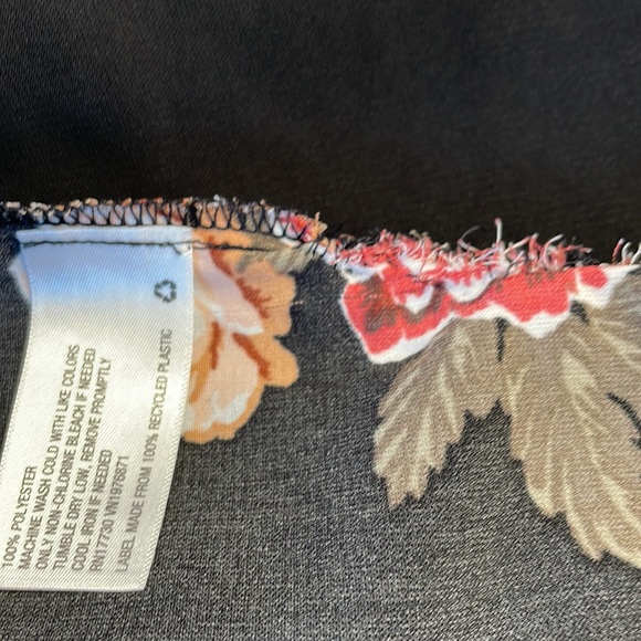 Womens Black Wide Leg Soft Pants in Multi Color Floral Print Size M - Picture 10 of 10